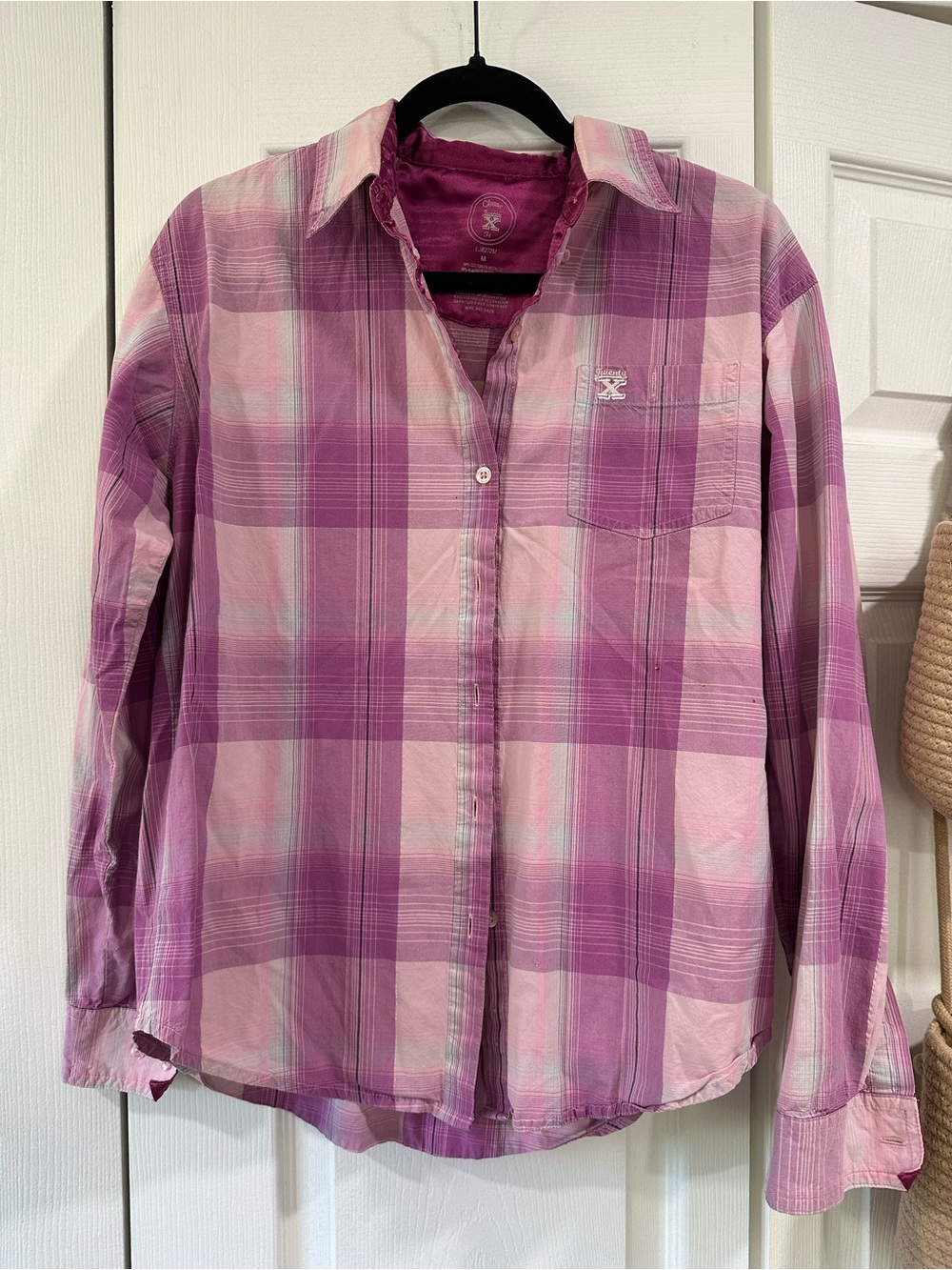 Wrangler Pink Purple Plaid Button-Down Shirt